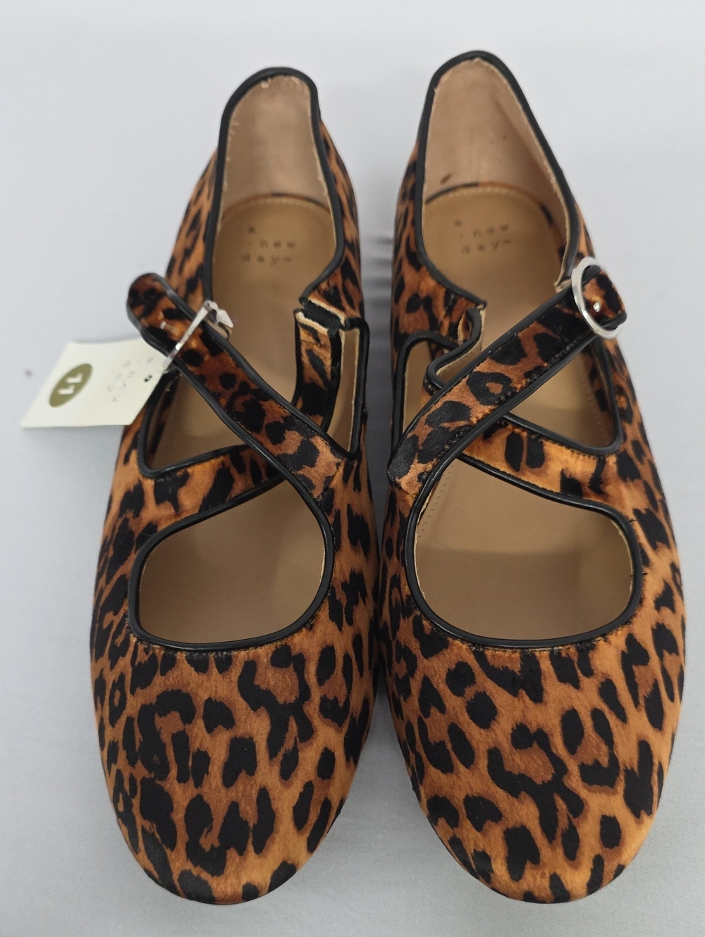 A New Day Tamsin Leopard Print Mary Jane Flats Size 11 NWT